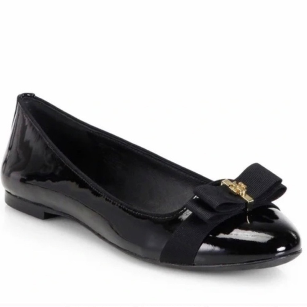 Tory Burch patent leather flats with bow